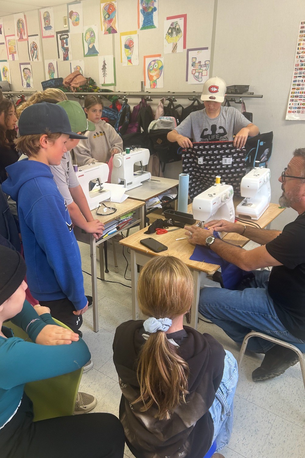 Sewing in class at Henderson PS
